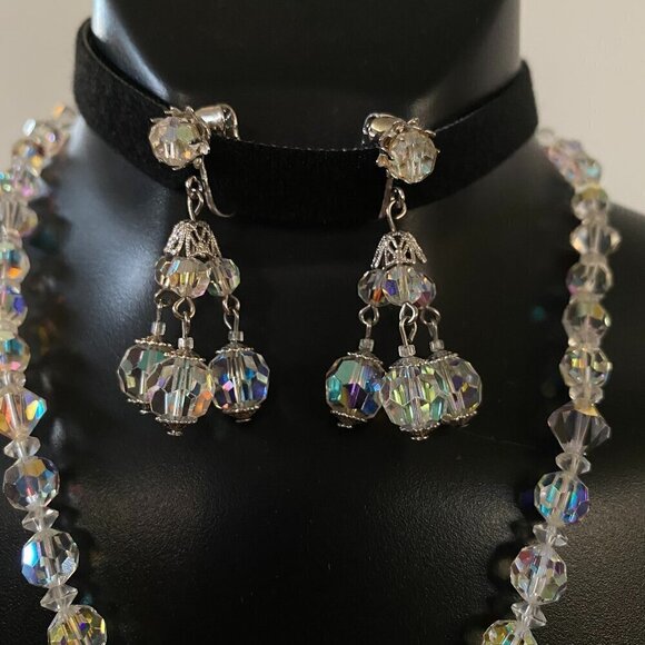 Coro 1950's Aurora Borealis Crystal Necklace & Earrings​​​ - Picture 3 of 11